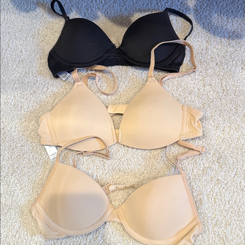 Elegant Tan +Black Women's/Girls Triple pack- 3Pc Bra Set Bundle(Ships from OR)